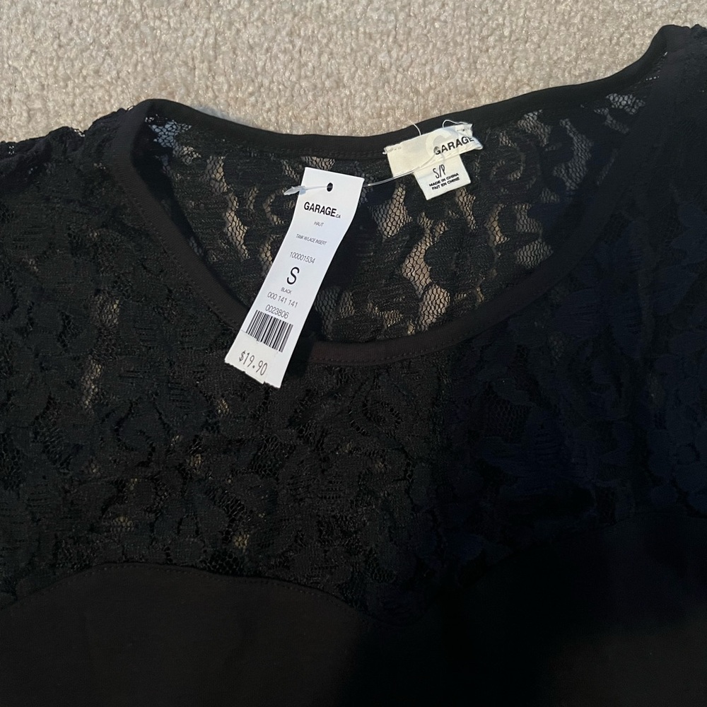 Garage Black Lace Top